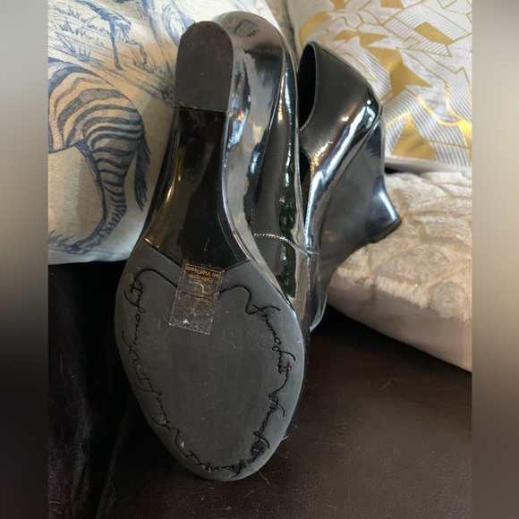 Franco Sarto-Black Patent, Peep Toe, Covered Wedge - Picture 2 of 3